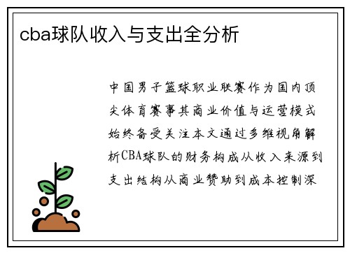 cba球队收入与支出全分析