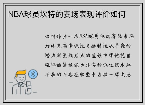 NBA球员坎特的赛场表现评价如何